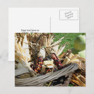 Indian Corn In Basket Nature Personalised Postcard