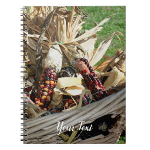 Indian Corn In Wicker Basket Autumn   Notebook