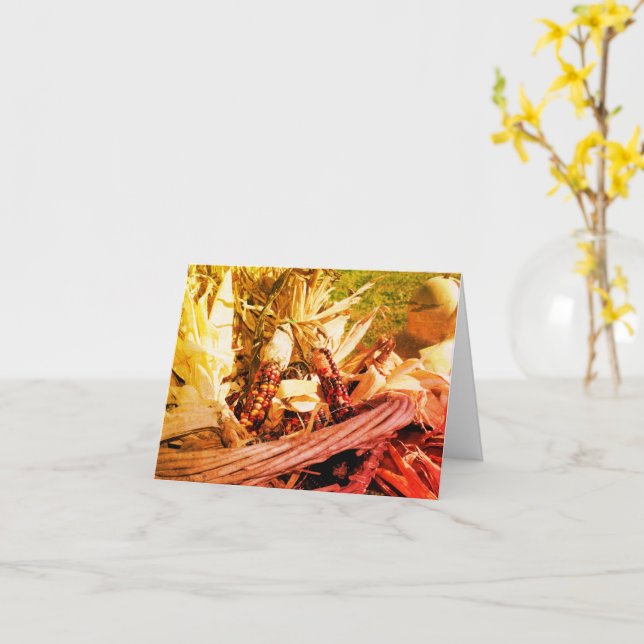 Indian Corn Nature Blank Note Card (Yellow Flower)