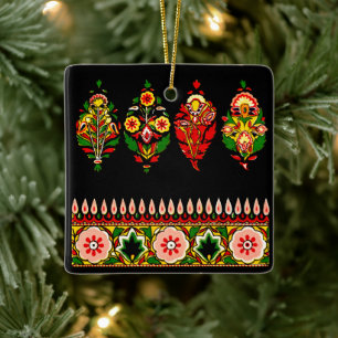 Indian Cotton Fabric  Ceramic Ornament