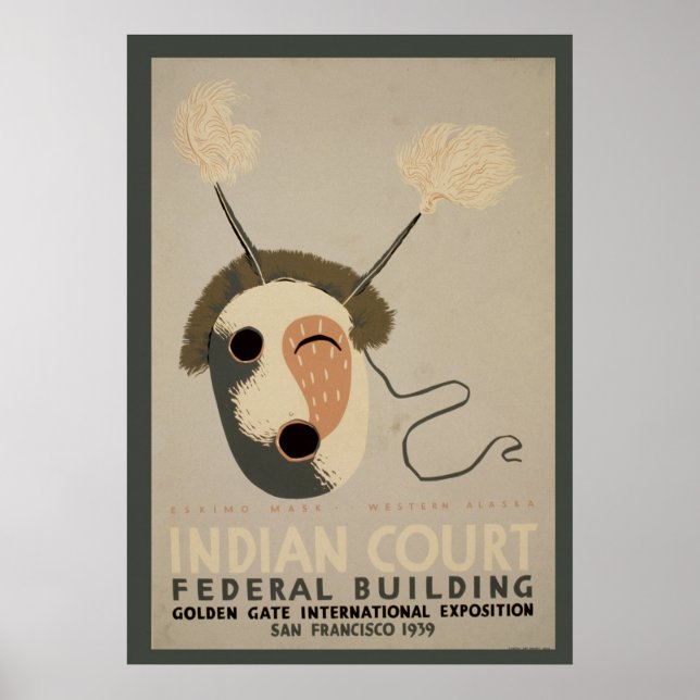Indian Court Federal Building Eskimo Mask Golden Poster (Front)