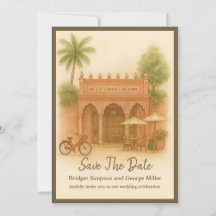 Indian Courtyard Destination wedding save the date