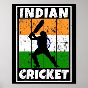 Indian Cricket Fan Flag Of India Cricket Poster