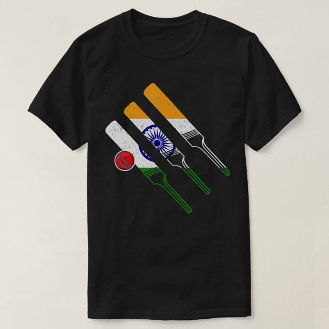 Indian Cricket Indian Flag for a Cricket Player Cr T-Shirt (Design Front)