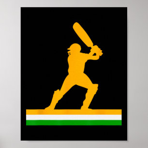Indian Cricket Player India Flag National Supporte Poster