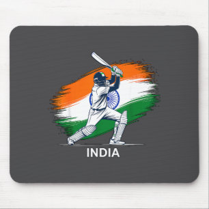 Indian Cricket With Flag  Mouse Mat