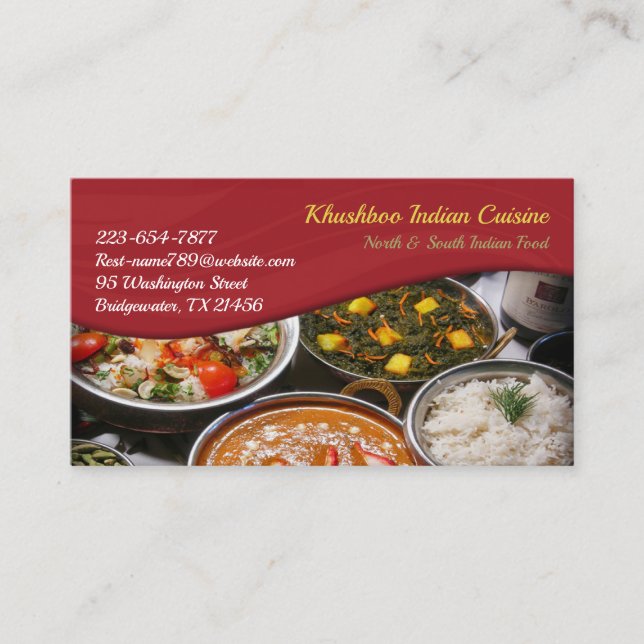 Indian Cuisine Business Card (Front)