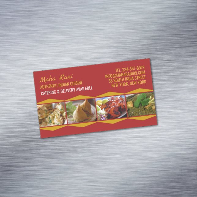 Indian Cuisine Magnetic Business Card (In Situ)