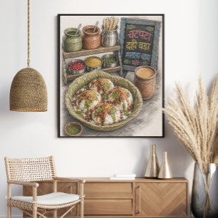 Indian Dahi Vada Chaat and Masala Chai Poster