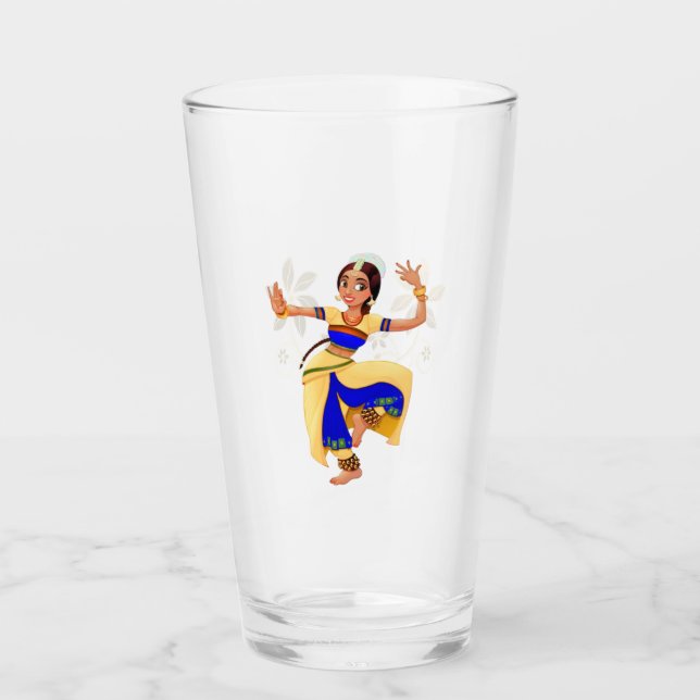 Indian Dancer Glass Cup (Front)