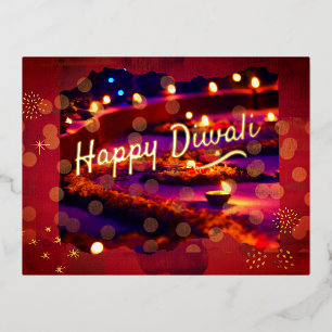 Indian Diwali Foil Holiday Postcard