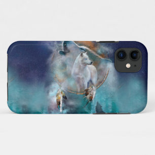 Indian dreamcatcher and ethnic tribal head wolf iPhone 11 case