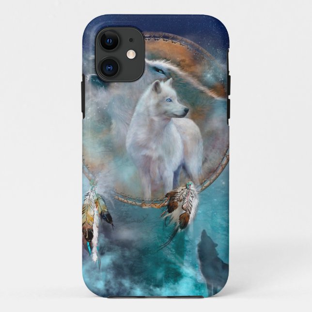 Indian dreamcatcher and ethnic tribal head wolf Case-Mate iPhone case (Back)