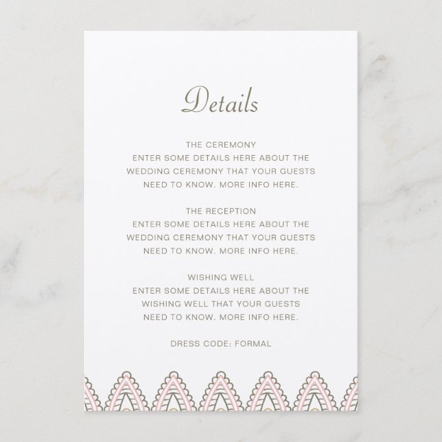 Indian Elegant Mehndi Hindu Wedding Details Kraft Enclosure Card (Front)