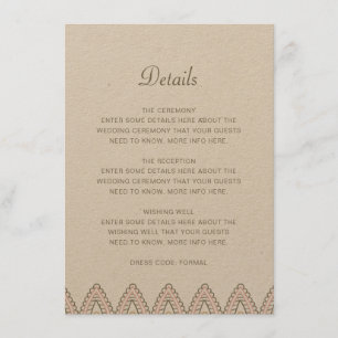 Indian Elegant Mehndi Hindu Wedding Details Kraft Enclosure Card