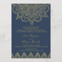 Indian Elegant Navy Gold Mehndi Hindu Wedding