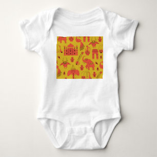 Indian Elements, Hand Drawn Vintage. Baby Bodysuit
