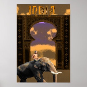 Indian Elephant and Rider Poster