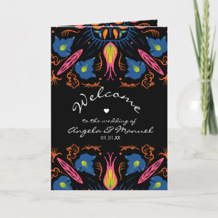Indian Elephant Floral Black Wedding Heart Hand Fa Programme