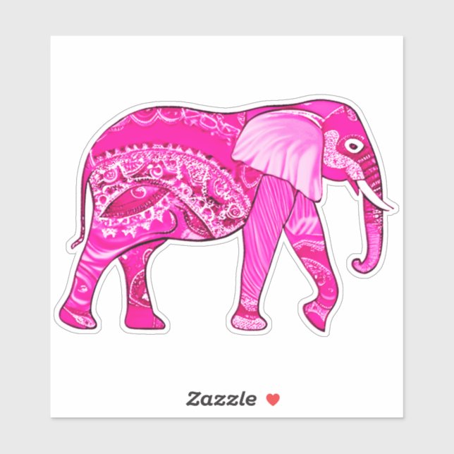Indian Elephant in a Fuchsia Pink Arabesque Patter (Sheet)