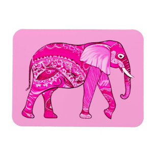 Indian Elephant in a Fuchsia Pink Arabesque Patter Magnet