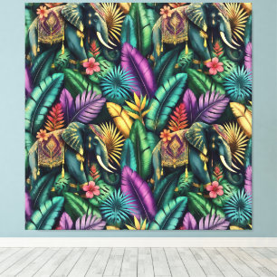 Indian Elephant Jungle Dreams Seamless Surface Pat Canvas Print
