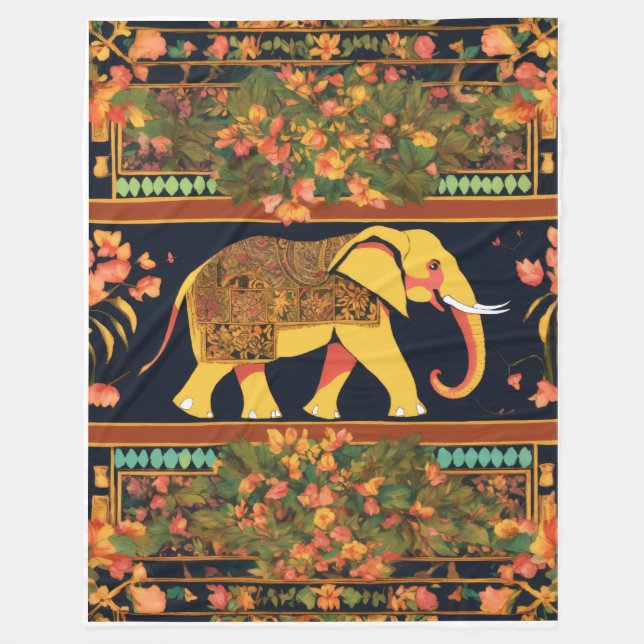 Indian Elephant Print Blanket – Soft, Cosy (Front)