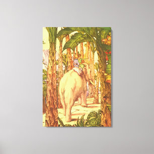 Indian Elephant Ride Wrapped Canvas Print