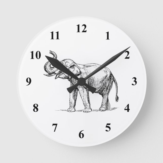 Indian Elephant Round Clock (Front)
