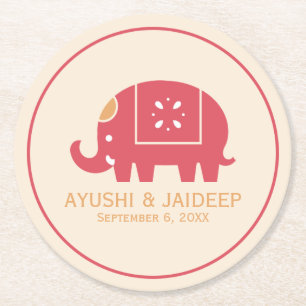 Indian Elephant Round Paper Coaster
