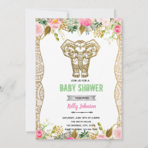 Indian elephant shower birthday invitation
