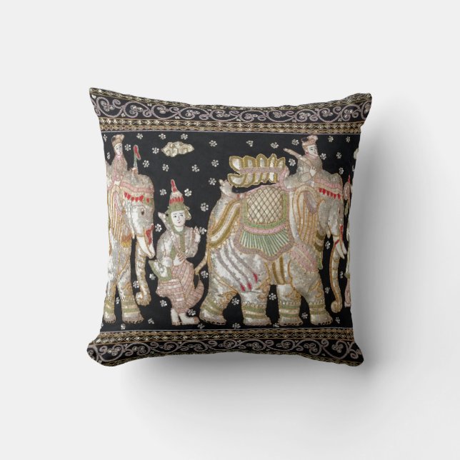 Indian Elephant Tapestry Cushion (Front)
