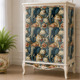 Indian Elephant Tiger Botanical Jungle Decoupage Tissue Paper