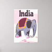Indian Elephant vintage travel poster print.