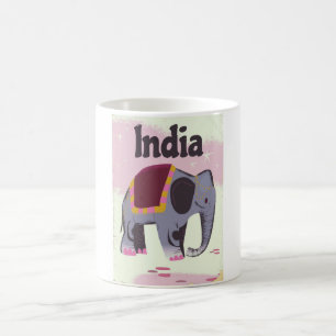Indian Elephant vintage travel poster print. Coffee Mug