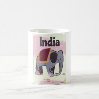 Indian Elephant vintage travel poster print. Coffee Mug