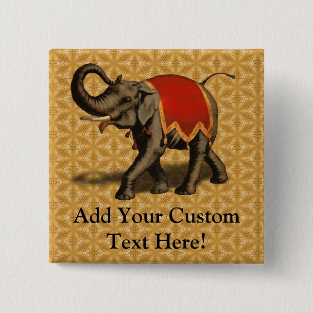 Indian Elephant w/Red Cloth 15 Cm Square Badge (Front)