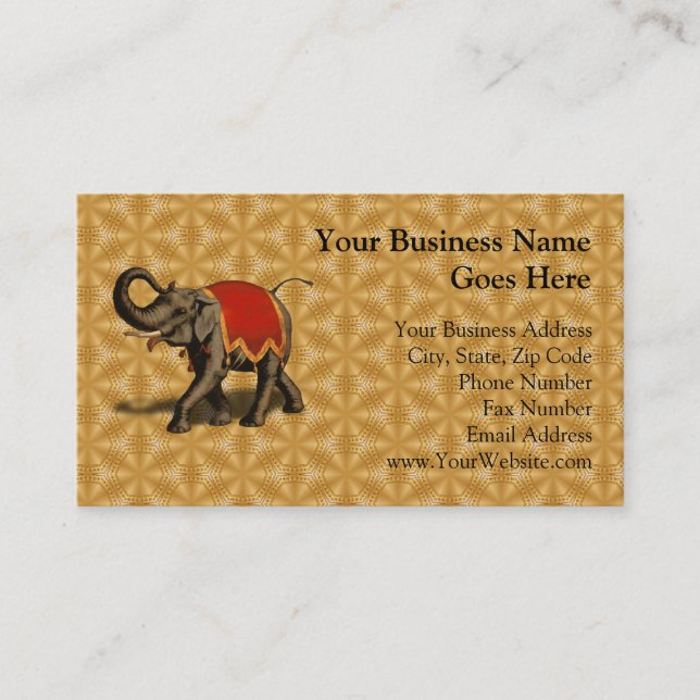 Indian Elephant w/Red Cloth Business Card (Front)