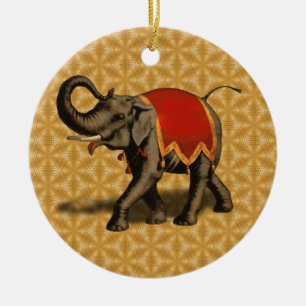 Indian Elephant w/Red Cloth Ceramic Tree Decoration