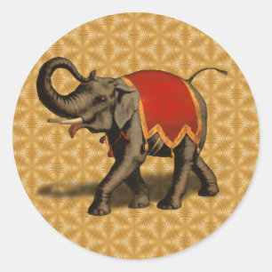 Indian Elephant w/Red Cloth Classic Round Sticker