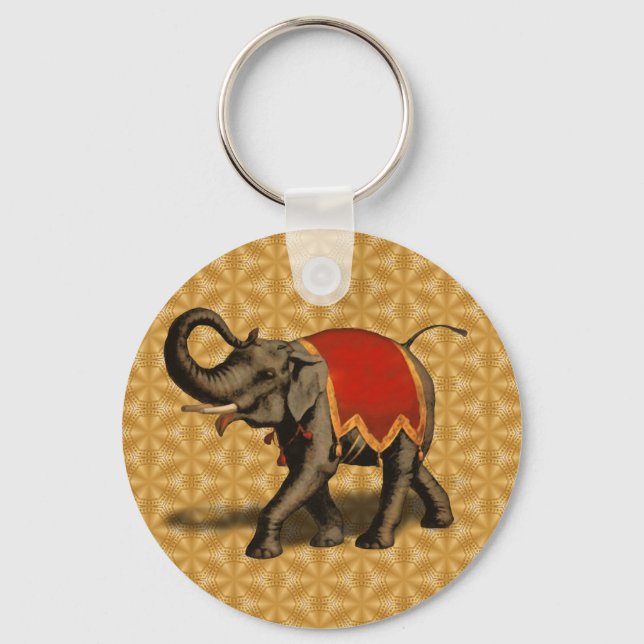 Indian Elephant w/Red Cloth Key Ring (Front)