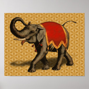 Indian Elephant w/Red Cloth Poster