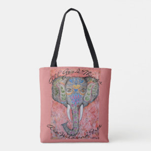 Indian Elephant Watercolor Art Tote Bag