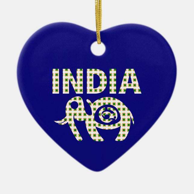 Indian Elephant with Calf Poster Ceramic Tree Decoration (Front)