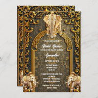 Indian elephants green gold luxury bridal shower