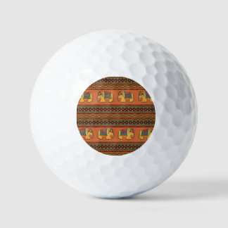 Indian Elephants, Orange Traditional Seamless. Golf Balls