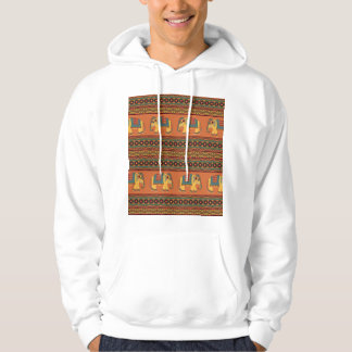 Indian Elephants, Orange Traditional Seamless. Hoodie