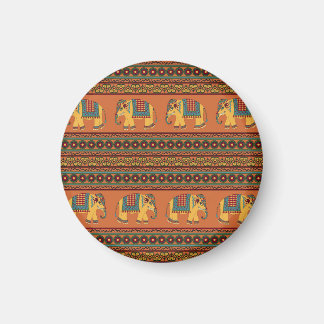 Indian Elephants, Orange Traditional Seamless. Magnet