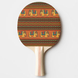 Indian Elephants, Orange Traditional Seamless. Ping Pong Paddle