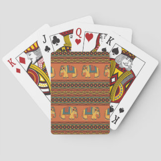 Indian Elephants, Orange Traditional Seamless. Playing Cards